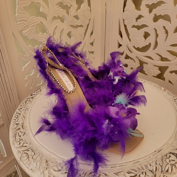 "VIOLET RAE" Feather Ankle Strap Heels - Picture 7 of 10